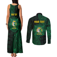 Personalised Tonga Liahona High School 76th Anniversary Couples Matching Tank Maxi Dress and Long Sleeve Button Shirt Special Kupesi Pattern LT9 - Polynesian Pride