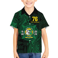 Personalised Tonga Liahona High School 76th Anniversary Family Matching Summer Maxi Dress and Hawaiian Shirt Special Kupesi Pattern LT9 Son's Shirt Green - Polynesian Pride