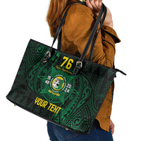 Personalised Tonga Liahona High School 76th Anniversary Leather Tote Bag Special Kupesi Pattern LT9 - Polynesian Pride