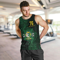 Personalised Tonga Liahona High School 76th Anniversary Men Tank Top Special Kupesi Pattern LT9 Green - Polynesian Pride