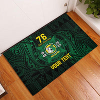 Personalised Tonga Liahona High School 76th Anniversary Rubber Doormat Special Kupesi Pattern LT9 Green - Polynesian Pride