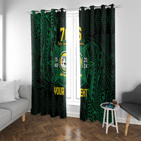 Personalised Tonga Liahona High School 76th Anniversary Window Curtain Special Kupesi Pattern LT9 With Grommets Green - Polynesian Pride