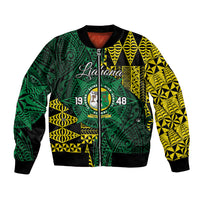 Personalised Tonga Liahona High School Bomber Jacket Since 1948 Special Kupesi Pattern LT9 Unisex Green - Polynesian Pride