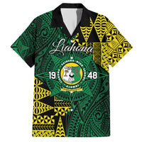 Personalised Tonga Liahona High School Family Matching Summer Maxi Dress and Hawaiian Shirt Since 1948 Special Kupesi Pattern LT9 Dad's Shirt - Short Sleeve Green - Polynesian Pride