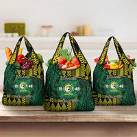 Personalised Tonga Liahona High School Grocery Bag Since 1948 Special Kupesi Pattern LT9 3-pack One Size Green - Polynesian Pride