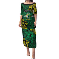 Personalised Tonga Liahona High School Puletasi Since 1948 Special Kupesi Pattern LT9 Long Dress Green - Polynesian Pride