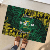 Personalised Tonga Liahona High School Rubber Doormat Since 1948 Special Kupesi Pattern LT9 - Polynesian Pride