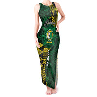 Personalised Tonga Liahona High School Tank Maxi Dress Since 1948 Special Kupesi Pattern LT9 Women Green - Polynesian Pride