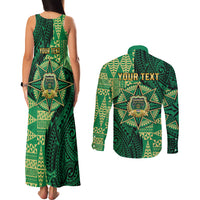 Personalised Tonga Saineha High School Couples Matching Tank Maxi Dress and Long Sleeve Button Shirt Since 1978 Special Kupesi Pattern LT9 - Polynesian Pride
