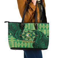 Personalised Tonga Saineha High School Leather Tote Bag Since 1978 Special Kupesi Pattern LT9 - Polynesian Pride