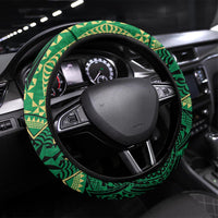 Tonga Saineha High School Steering Wheel Cover Since 1978 Special Kupesi Pattern LT9 Universal Fit Green - Polynesian Pride