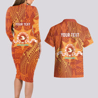 Personalised Tonga Tailulu College Couples Matching Long Sleeve Bodycon Dress and Hawaiian Shirt Since 1967 Special Kupesi Pattern Version 1 LT9 - Polynesian Pride