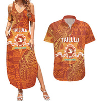 Personalised Tonga Tailulu College Couples Matching Summer Maxi Dress and Hawaiian Shirt Since 1967 Special Kupesi Pattern Version 1 LT9 Gold - Polynesian Pride