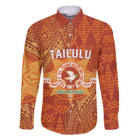 Personalised Tonga Tailulu College Family Matching Long Sleeve Bodycon Dress and Hawaiian Shirt Since 1967 Special Kupesi Pattern Version 1 LT9 Dad's Shirt - Long Sleeve Gold - Polynesian Pride
