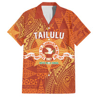 Personalised Tonga Tailulu College Family Matching Puletasi and Hawaiian Shirt Since 1967 Special Kupesi Pattern Version 1 LT9 Dad's Shirt - Short Sleeve Gold - Polynesian Pride