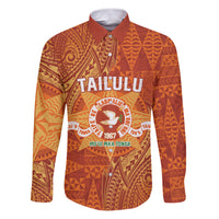 Personalised Tonga Tailulu College Family Matching Puletasi and Hawaiian Shirt Since 1967 Special Kupesi Pattern Version 1 LT9 Dad's Shirt - Long Sleeve Gold - Polynesian Pride