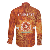 Personalised Tonga Tailulu College Long Sleeve Button Shirt Since 1967 Special Kupesi Pattern Version 1