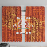 Personalised Tonga Tailulu College Window Curtain Since 1967 Special Kupesi Pattern Version 1 LT9 With Hooks Gold - Polynesian Pride