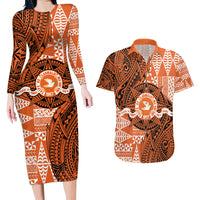 Personalised Tonga Tailulu College Couples Matching Long Sleeve Bodycon Dress and Hawaiian Shirt Since 1967 Special Kupesi Pattern Version 2 LT9 Black - Polynesian Pride