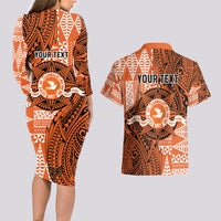 Personalised Tonga Tailulu College Couples Matching Long Sleeve Bodycon Dress and Hawaiian Shirt Since 1967 Special Kupesi Pattern Version 2 LT9 - Polynesian Pride