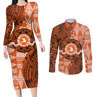 Personalised Tonga Tailulu College Couples Matching Long Sleeve Bodycon Dress and Long Sleeve Button Shirt Since 1967 Special Kupesi Pattern Version 2 LT9 Black - Polynesian Pride