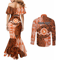 Personalised Tonga Tailulu College Couples Matching Mermaid Dress and Long Sleeve Button Shirt Since 1967 Special Kupesi Pattern Version 2 LT9 - Polynesian Pride