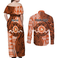 Personalised Tonga Tailulu College Couples Matching Off Shoulder Maxi Dress and Long Sleeve Button Shirt Since 1967 Special Kupesi Pattern Version 2
