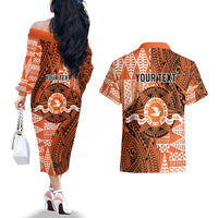 Personalised Tonga Tailulu College Couples Matching Off The Shoulder Long Sleeve Dress and Hawaiian Shirt Since 1967 Special Kupesi Pattern Version 2 LT9 - Polynesian Pride