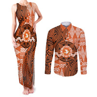 Personalised Tonga Tailulu College Couples Matching Tank Maxi Dress and Long Sleeve Button Shirt Since 1967 Special Kupesi Pattern Version 2 LT9 Black - Polynesian Pride