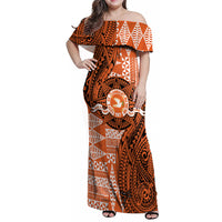 Personalised Tonga Tailulu College Family Matching Off Shoulder Maxi Dress and Hawaiian Shirt Since 1967 Special Kupesi Pattern Version 2