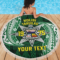 Personalised Tonga Takuilau College Beach Blanket Since 1975 Special Kupesi Pattern LT9 - Polynesian Pride