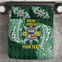 Personalised Tonga Takuilau College Bedding Set Since 1975 Special Kupesi Pattern LT9 Green - Polynesian Pride