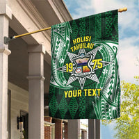 Personalised Tonga Takuilau College Garden Flag Since 1975 Special Kupesi Pattern LT9 House Flag Green - Polynesian Pride