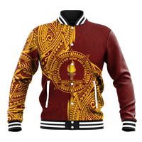 Personalised Tonga Beulah College Baseball Jacket Since 1938 Special Kupesi Pattern LT9 Unisex Gold - Polynesian Pride