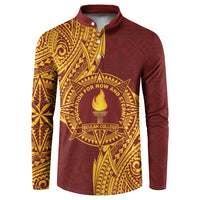 Personalised Tonga Beulah College Button Sweatshirt Since 1938 Special Kupesi Pattern LT9 Gold - Polynesian Pride