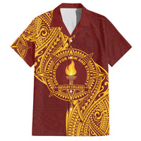 Personalised Tonga Beulah College Family Matching Summer Maxi Dress and Hawaiian Shirt Since 1938 Special Kupesi Pattern LT9 Dad's Shirt - Short Sleeve Gold - Polynesian Pride