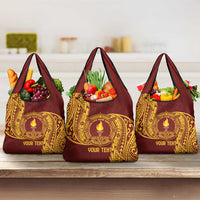 Personalised Tonga Beulah College Grocery Bag Since 1938 Special Kupesi Pattern LT9 3-pack One Size Gold - Polynesian Pride