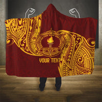 Personalised Tonga Beulah College Hooded Blanket Since 1938 Special Kupesi Pattern LT9 One Size Gold - Polynesian Pride