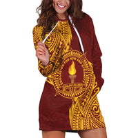 Personalised Tonga Beulah College Hoodie Dress Since 1938 Special Kupesi Pattern LT9 Gold - Polynesian Pride