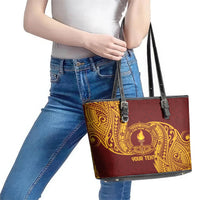 Personalised Tonga Beulah College Leather Tote Bag Since 1938 Special Kupesi Pattern LT9 - Polynesian Pride