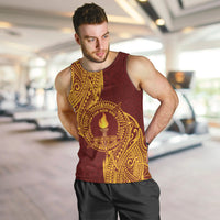 Personalised Tonga Beulah College Men Tank Top Since 1938 Special Kupesi Pattern LT9 Gold - Polynesian Pride