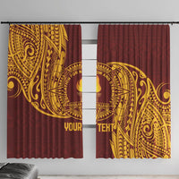 Personalised Tonga Beulah College Window Curtain Since 1938 Special Kupesi Pattern LT9 With Hooks Gold - Polynesian Pride