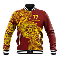 Personalised Tonga High School 77th Anniversary Baseball Jacket Special Kupesi Pattern LT9 Unisex Gold - Polynesian Pride