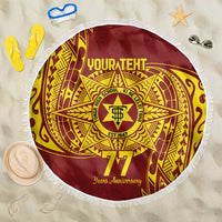 Personalised Tonga High School 77th Anniversary Beach Blanket Special Kupesi Pattern LT9 One Size 150cm Gold - Polynesian Pride