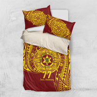 Personalised Tonga High School 77th Anniversary Bedding Set Special Kupesi Pattern LT9 US Twin 172cm x 218cm Gold - Polynesian Pride