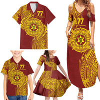 Personalised Tonga High School 77th Anniversary Family Matching Summer Maxi Dress and Hawaiian Shirt Special Kupesi Pattern LT9 - Polynesian Pride