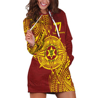 Personalised Tonga High School 77th Anniversary Hoodie Dress Special Kupesi Pattern LT9 Gold - Polynesian Pride