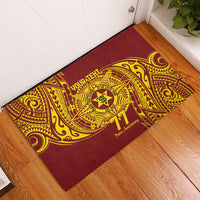 Personalised Tonga High School 77th Anniversary Rubber Doormat Special Kupesi Pattern LT9 Gold - Polynesian Pride