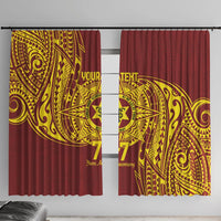 Personalised Tonga High School 77th Anniversary Window Curtain Special Kupesi Pattern LT9 With Hooks Gold - Polynesian Pride