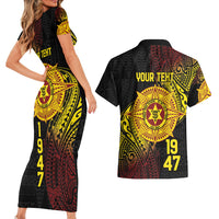 Personalised Tonga High School Couples Matching Short Sleeve Bodycon Dress and Hawaiian Shirt Since 1947 Special Kupesi Pattern LT9 - Polynesian Pride